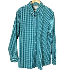 Duluth Trading Co. Shirt Mens Large Green Rodea Western Relaxed Fit Button-Down